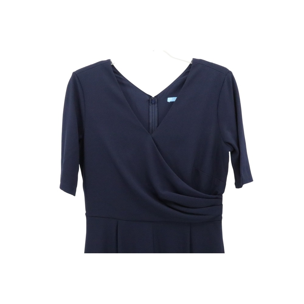 J McLaughlin Nicole Jumpsuit S Navy Blue V Neck Wide Leg Stretch Work Travel - Picture 4 of 10